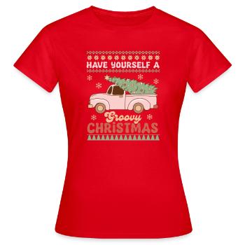 Pull de Noël moche - T-shirt Femme - rouge - Devant - AI Model Female 172 dark (172cm)