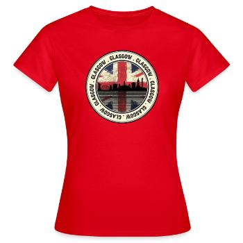 Glasgow Unionjack Stadtbild - Frauen T-Shirt - Rot - Vorne - AI Model Female 172 dark (172cm)