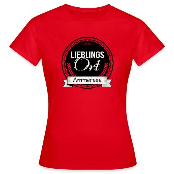Lieblingsort Ammersee - Frauen T-Shirt - Rot - Vorne - AI Model Female 172 dark (172cm)