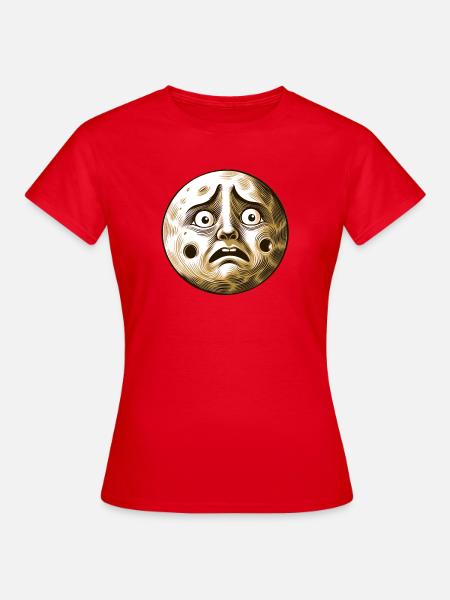 Schreckhafter Mond - Frauen T-Shirt - Rot