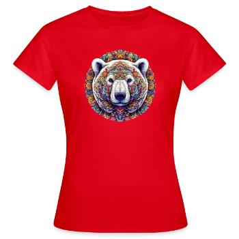 White polar bear decorated with mandalas - Women's T-Shirt - red - Front - AI Model Female 172 dark (172cm)
