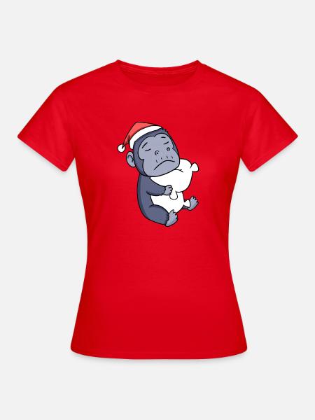 Affe Niedlich Müde Weihnachten - Frauen T-Shirt - Rot