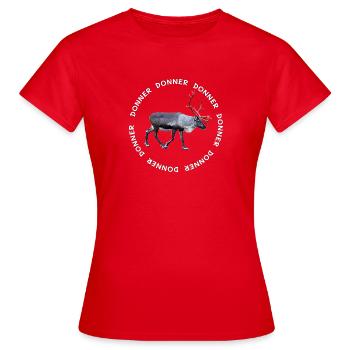 DONNER - Frauen T-Shirt - Rot - Vorne - AI Model Female 172 dark (172cm)