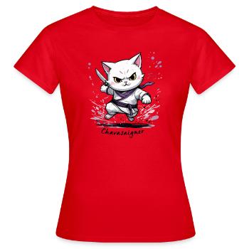 Chat maître de combat, ça va saigner ! humour - T-shirt Femme - rouge - Devant - AI Model Female 172 dark (172cm)