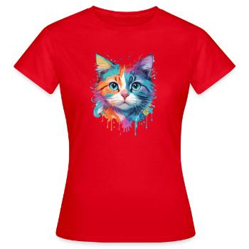 Chat mignon - T-shirt Femme - rouge - Devant - AI Model Female 172 dark (172cm)
