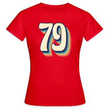 Vintage rétro T Shirt numéro 79 soixante-dix-neuf - T-shirt Femme - rouge - Devant - AI Model Female 172 dark (172cm)