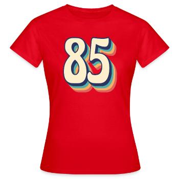 T-Shirt rétro Vintage numéro 85 quatre-vingt-cinq - T-shirt Femme - rouge - Devant - AI Model Female 172 dark (172cm)