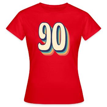 T-Shirt rétro Vintage numéro 90 quatre-vingt-dix - T-shirt Femme - rouge - Devant - AI Model Female 172 dark (172cm)