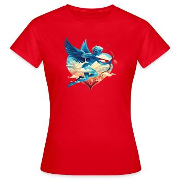 Himmlischer Amor mit verträumten Flügeln - Frauen T-Shirt - Rot - Vorne - AI Model Female 172 dark (172cm)