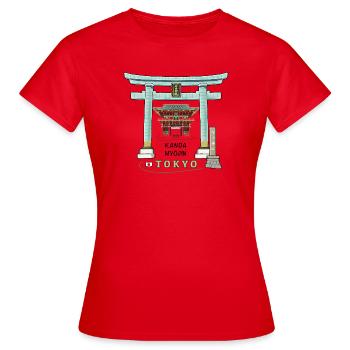 Tokyo, Japan, Kanda Myojin, Torii, Zeichnung - Frauen T-Shirt - Rot - Vorne - AI Model Female 172 dark (172cm)