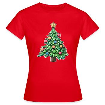 Arbre de Noël festif avec des ornements colorés - T-shirt Femme - rouge - Devant - AI Model Female 172 dark (172cm)