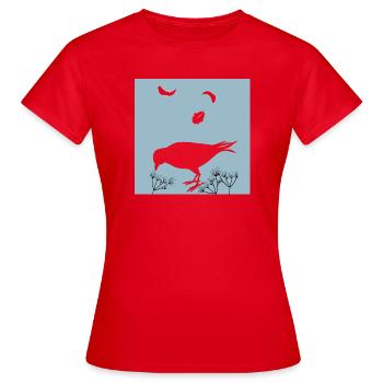 Silhouette d'oiseau et plumes - T-shirt Femme - rouge - Devant - AI Model Female 172 dark (172cm)