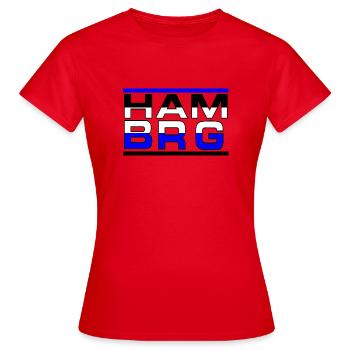 Hambourg , Tradition , Football, HAM BRG (25) - T-shirt Femme - rouge - Devant - AI Model Female 172 dark (172cm)