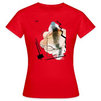 Abstract Watercolor Earth Tones - Women's T-Shirt - red - Front - AI Model Female 172 dark (172cm)