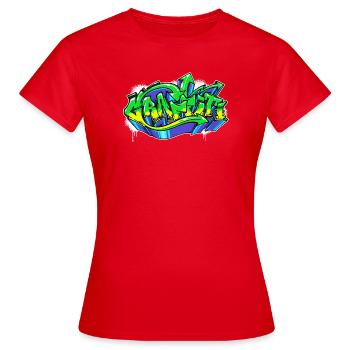 Art, Street Art, Wildstyle, Graffiti, Drawing - Women's T-Shirt - red - Front - AI Model Female 172 dark (172cm)
