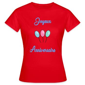 HAPPY BIRTHDAY - T-shirt Femme - rouge - Devant - AI Model Female 172 dark (172cm)