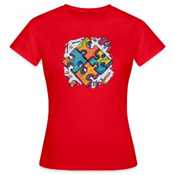 Puzzle auf weißem Hintergrund - Frauen T-Shirt - Rot - Vorne - AI Model Female 172 dark (172cm)