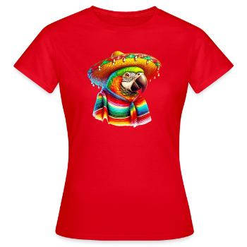 Perroquet mexicain avec poncho et sombrero mexique - T-shirt Femme - rouge - Devant - AI Model Female 172 dark (172cm)