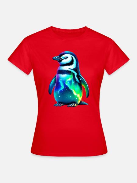 Aurora Borealis Pinguin - Frauen T-Shirt - Rot