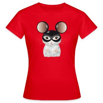 Souris blanche mignonne avec masque d’oreilles de souris - T-shirt Femme - rouge - Devant - AI Model Female 172 dark (172cm)