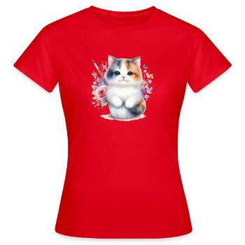 Chat mignon - T-shirt Femme - rouge - Devant - AI Model Female 172 dark (172cm)