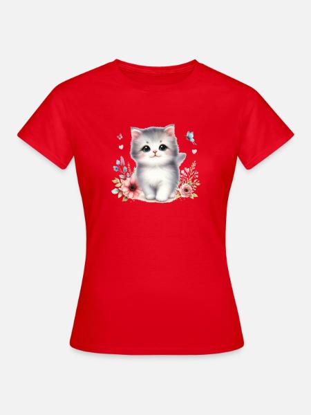 Süße Katze - Frauen T-Shirt - Rot