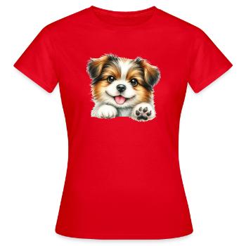 Chien mignon - T-shirt Femme - rouge - Devant - AI Model Female 172 dark (172cm)