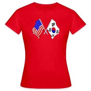 Drapeau des États-Unis et drapeau de la Corée du Sud - T-shirt Femme - rouge - Devant - AI Model Female 172 dark (172cm)