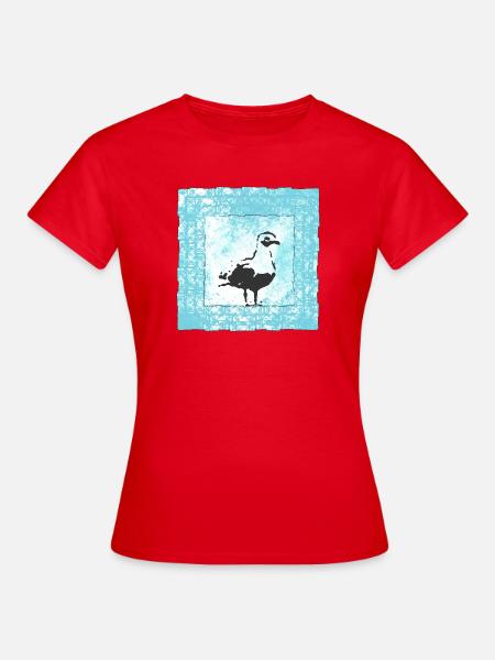 Abstrakter Möwen-Stempel im Wasserfarbenstil - Frauen T-Shirt - Rot
