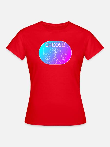 Strichzeichnung - Wählen Sie - Frauen T-Shirt - Rot