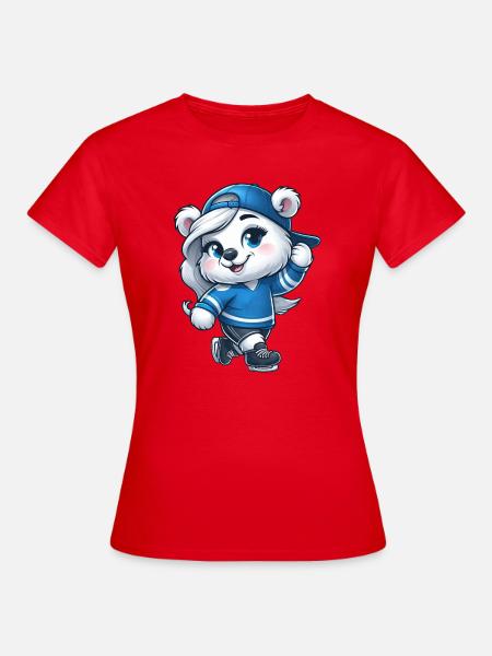 Bär Eisbär Mädchen Schlittschuh Eislaufen - Frauen T-Shirt - Rot