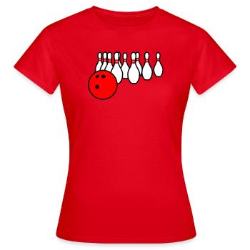 Bowlingkugel mit Pins - Frauen T-Shirt - Rot - Vorne - AI Model Female 172 dark (172cm)