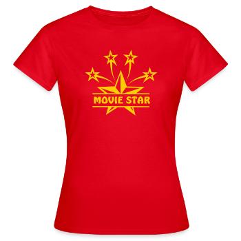 Moviestar goldfarben - Frauen T-Shirt - Rot - Vorne - AI Model Female 172 dark (172cm)