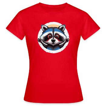 Pedro raccoon Waschbaer Waschbär - Frauen T-Shirt - Rot - Vorne - AI Model Female 172 dark (172cm)