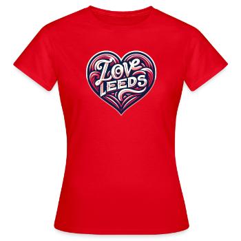 Ich liebe Leeds - Frauen T-Shirt - Rot - Vorne - AI Model Female 172 dark (172cm)