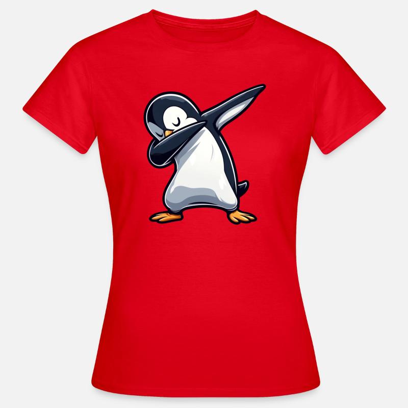 Cooler Pinguin Dabbing Tanzen Entspannt Spass - Dame-T-shirt - rød
