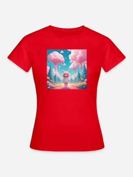 Mädchen im Zuckerwatte-Wald - Frauen T-Shirt - Rot