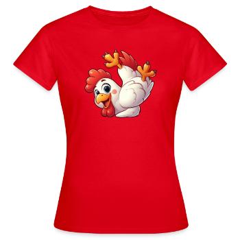 Poule Poule Coq Équilibre Sur La Tête Acrobatiques - T-shirt Femme - rouge - Devant - AI Model Female 172 dark (172cm)