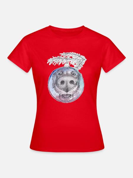 Weihnachtskugel Merry Christmas Hund - Frauen T-Shirt - Rot