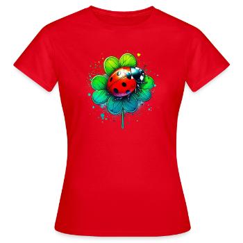 Coccinelle sur un trèfle à quatre feuilles - T-shirt Femme - rouge - Devant - AI Model Female 172 dark (172cm)