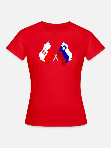 Flagge Polens und Sloweniens - Frauen T-Shirt - Rot