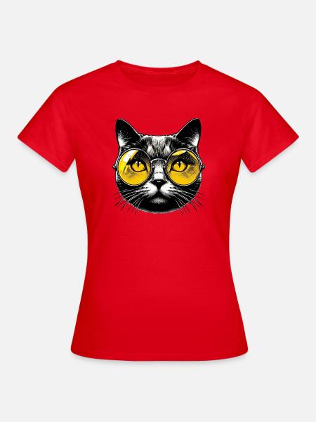 Kater mit Brille - Frauen T-Shirt - Rot