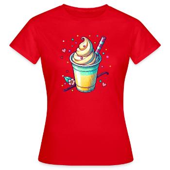 Verführerische Vanillträume:Vanille Milchshake - Frauen T-Shirt - Rot - Vorne - AI Model Female 172 dark (172cm)