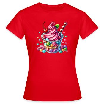 Plaisir des sens : Mug Candy Milkshake - T-shirt Femme - rouge - Devant - AI Model Female 172 dark (172cm)
