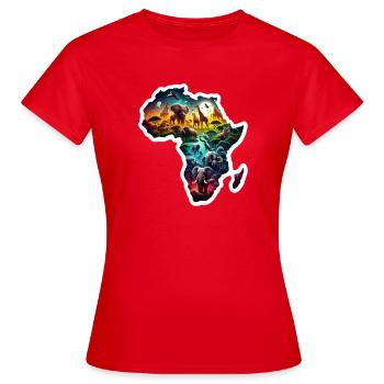 Afrikas Tierwelt - Frauen T-Shirt - Rot - Vorne - AI Model Female 172 dark (172cm)