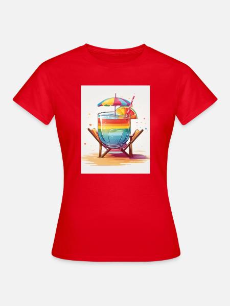 Regenbogen-Cocktail - Frauen T-Shirt - Rot