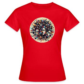 Chromatische Symphonie im Afro-Stil - Frauen T-Shirt - Rot - Vorne - AI Model Female 172 dark (172cm)