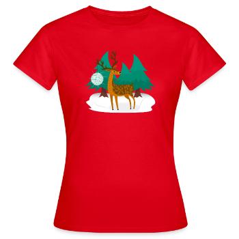 Discothèque Hirsch - T-shirt Femme - rouge - Devant - AI Model Female 172 dark (172cm)