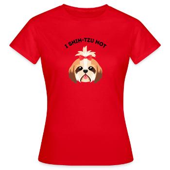 Je ne shih-tzu pas - Jeu de mots drôle Chien - T-shirt Femme - rouge - Devant - AI Model Female 172 dark (172cm)