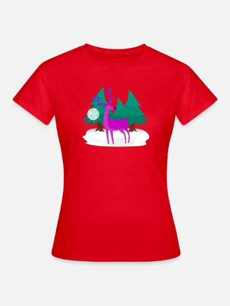 Weihnachtshirsch - Frauen T-Shirt - Rot